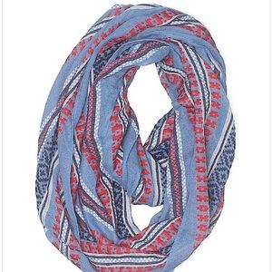 Chambray Boho Embroidered Infinity Scarf